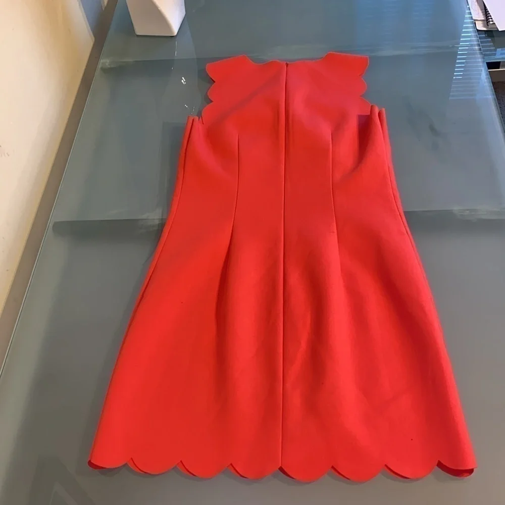 J Crew Dress J. Crew Red Scalloped Sleeveless Dress Like NEW Size 00